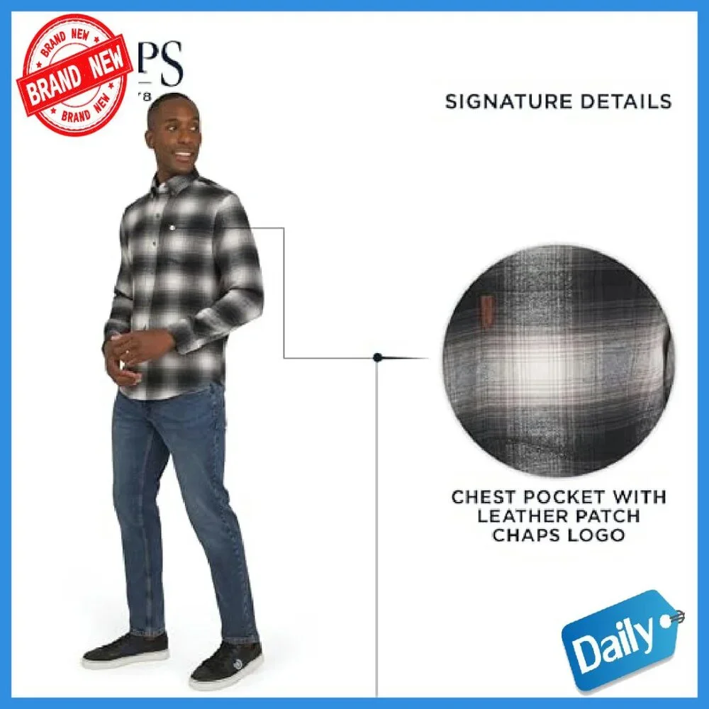 Classic Fit Long Sleeve Button Down Stretch Flannel Shirt - Picture 6 of 7